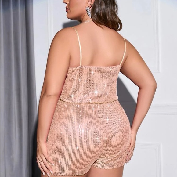 Sequin Cami Romper | Baby Pink - Picture 2 of 3